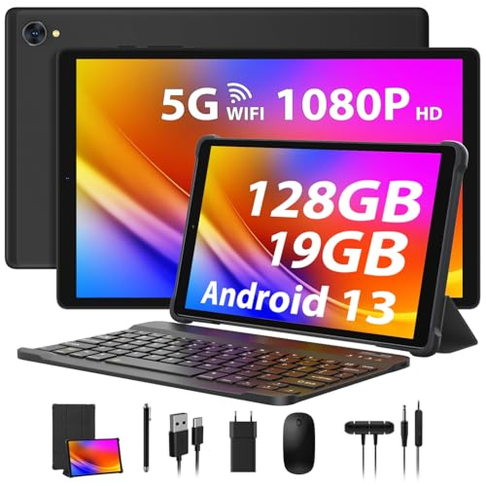 HEASUR Tablet s Androidem 13, Tablet 10 palců s 5G WiFi, 19201200 InCell FHD, 19 GB RAM+128 GB ROM(TF 1TB), Dotykový tablet s 8 